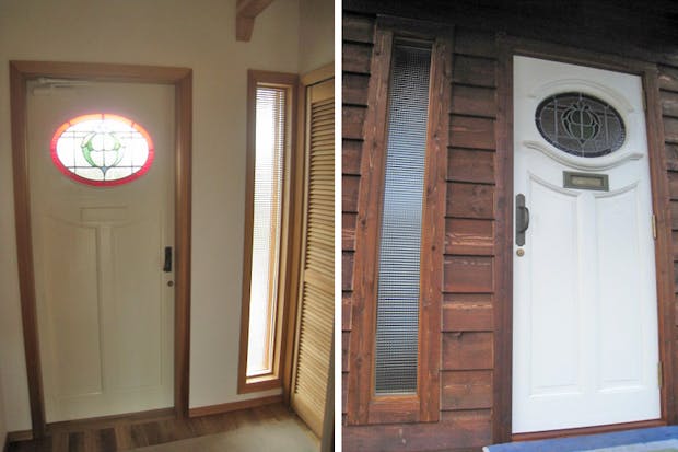 O様 玄関明り取りのチェッカーガラス