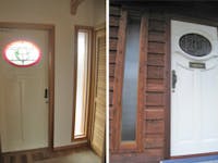 O様 玄関明り取りのチェッカーガラス