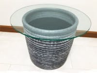 A様 陶器にガラスを置いてサイドテーブルにリメイク